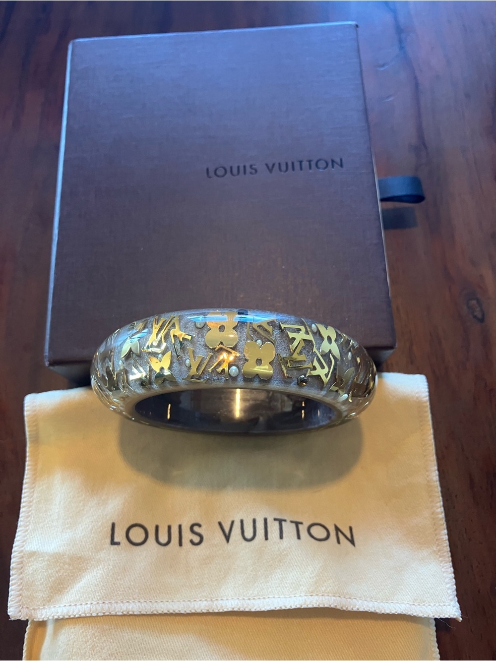 Louis Vuitton inclusion Bangle with Gold Monogram Accents